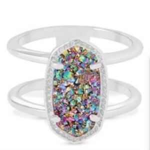 NWT Kendra Scott | Drusy Rainbow & Silver Elyse Ring Sz 6